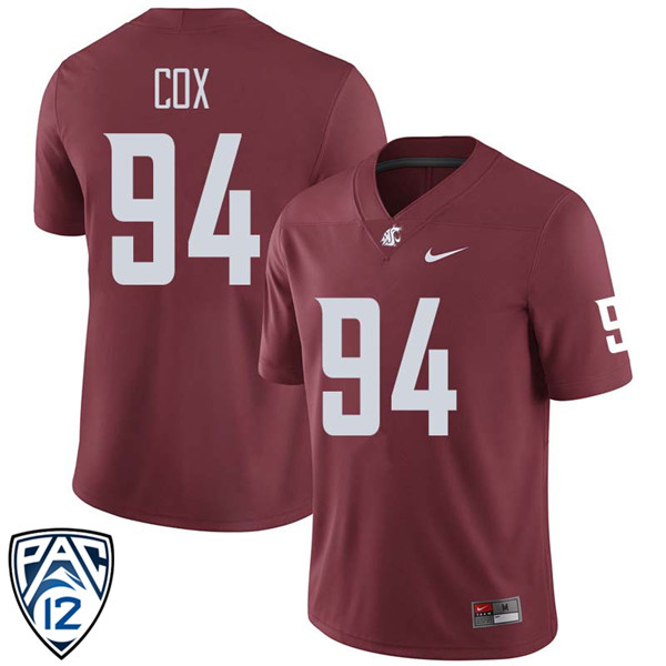 Men #94 Mitchell Cox Washington State Cougars College Football Jerseys Sale-Crimson